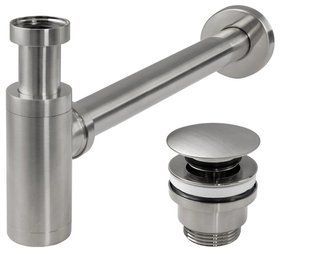 Сифон для раковины Rea nickel brushed универсальный + click-clack REA-A4400, Зеленый матовый