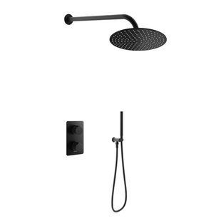Душева система Kohlman Experience 25 black з термостатом + BOX прихованого монтажу KPL-QW432EBR25, Черный матовый