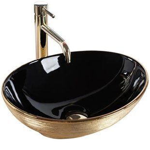 Умивальник Rea Sofia brushed gold black накладний REA-U3310, Золотий