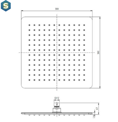 Верхний душ Ponsi Quad Showerhead Square BNSOFXSF29, Хром