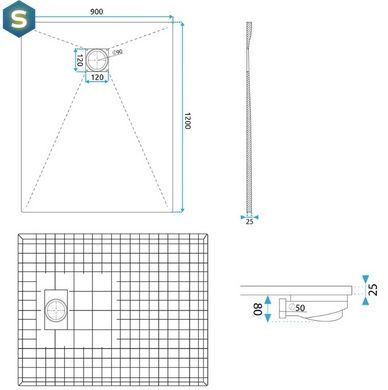 Душовий піддон Rea Bazalt 90x120 grey REA-K4108, Каппучино