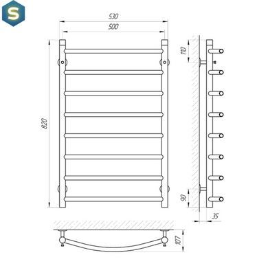 Полотенцесушитель Laris Класcик П8 500x800 71207030, Хром