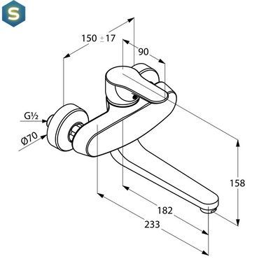 Смеситель для ванны Kludi Objekta 328820575, Хром