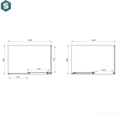 Душова кабіна Primera Frame SHRC55126 120х80 см, скло прозоре, Хром, прозорий, хром