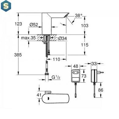 Смеситель для раковины Grohe Bau Cosmopolitan 36453000