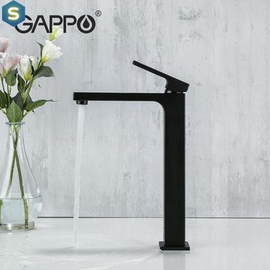 G1017-62 Змішувач для умивальника високий чорний Gappo 1/8, Черный матовый