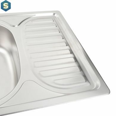 Кухонная мойка из нержавеющей стали Platinum декор 6642 (0,8/180 мм), R, Decor
