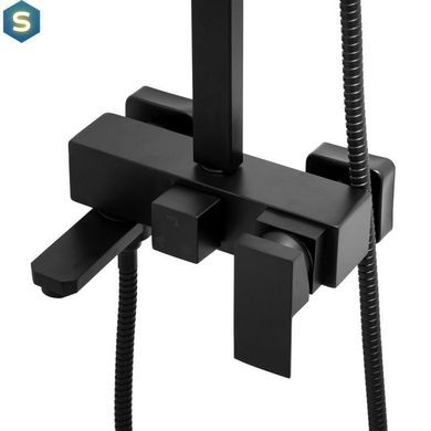 Душевая система Yoka Cube 30 black с изливом BP.CUBE-30-BLK, Черный матовый
