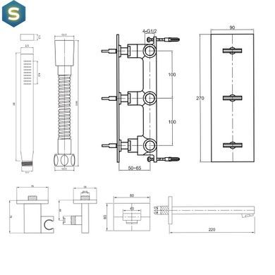 Змішувач для ванни Kohlman Excelent chrome + BOX прихованого монтажу KPL-QW217HW, Хром