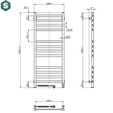Электрический полотенцесушитель Navin Авангард 480x1200 Sensor с Wi-Fi, левостороннее с таймером, черный муар 12-112033-4880, Черный матовый, Левое, Электронный