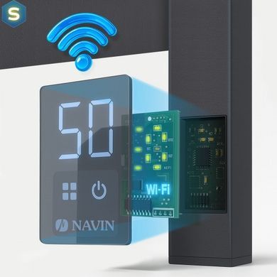 Электрический полотенцесушитель Navin Авангард 480x1200 Sensor с Wi-Fi, левостороннее с таймером, черный муар 12-112033-4880, Черный матовый, Левое, Электронный