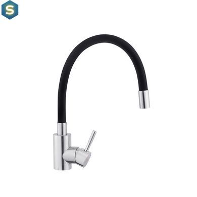 Змішувач для кухні з гнучким виливом Kroner KRP Edelstahl Klassisch - ESG035BLK CV024353, Хром матовий