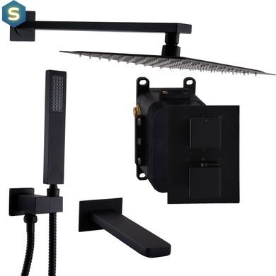 Душова система прихованого монтажу Topaz Odiss To 08117-L03-BLTermostat Smart box, Черный матовый