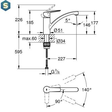 Змішувач для кухні Grohe QuickFix Start 31138002, Хром