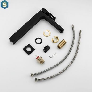 G1017-62 Змішувач для умивальника високий чорний Gappo 1/8, Черный матовый