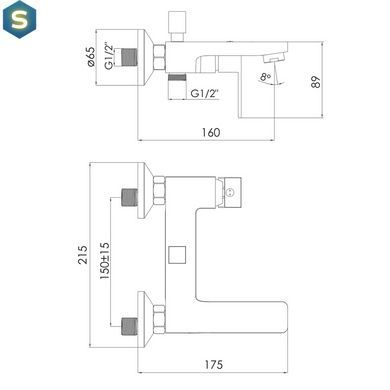 Смеситель для ванны хром Imprese Karlov f03207601AA, Хром