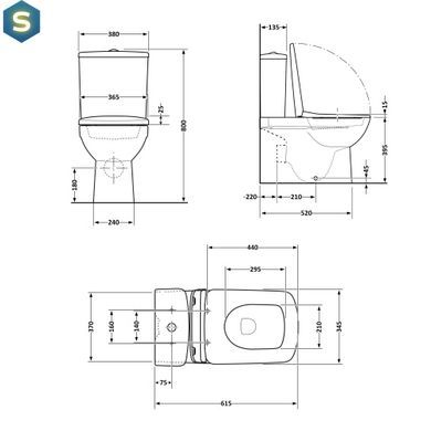 Унітаз підлоговий Qtap Aries Rimless безобідковий з сидінням Soft-close White QT03228302W, Білий