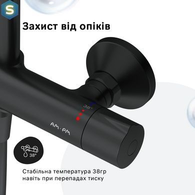 Душевая система ShowerSpot с термостатом Am.Pm Like black matt F0780422, Черный матовый