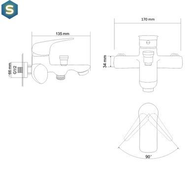 Змішувач для ванни RJ Flora хром RBZ072-3, Хром