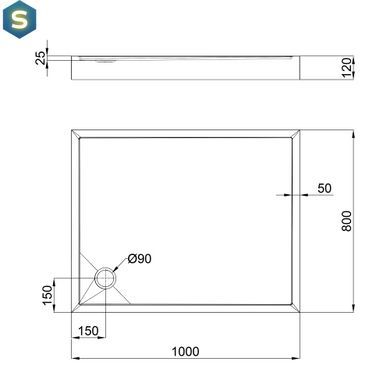 Душовий піддон Qtap Tern 301812C 100x80x12 см + сифон, Білий