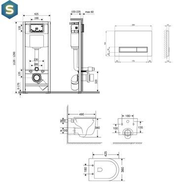 Подвесной унитаз Qtap Taurus Ultra Quiet + инсталляция Qtap Nest 4 в 1 (линейная клавиша Black mat), Белый