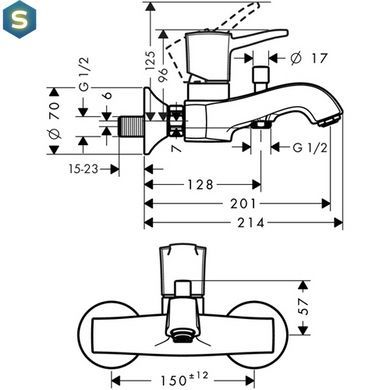 Смеситель для ванны Hansgrohe Metropol Classic 31340000