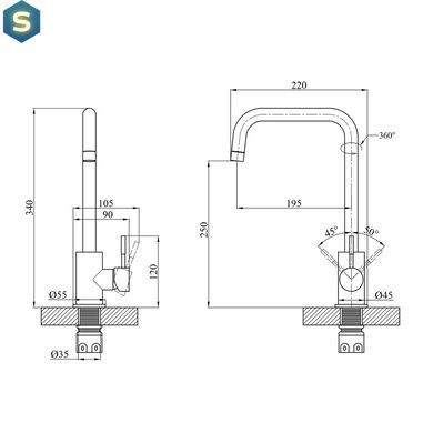 Змішувач для кухні Agua Acero-INOX037 CV023286, Хром матовий