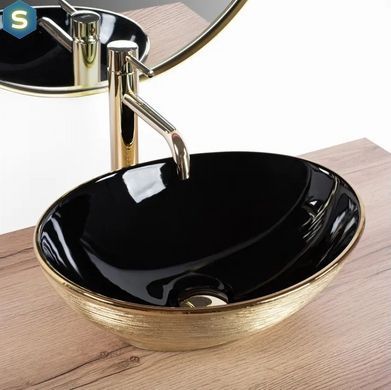 Умивальник Rea Sofia brushed gold black накладний REA-U3310, Золотий