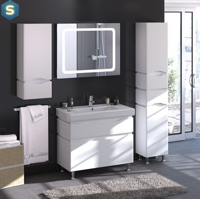Тумба с умывальником Sanwerk "Алесса" 90 белая с умывальником "Принц" MV0000345, Белый