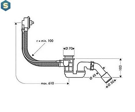 Сифон напівавтомат для ванни Hansgrohe Flexaplus 58140180
