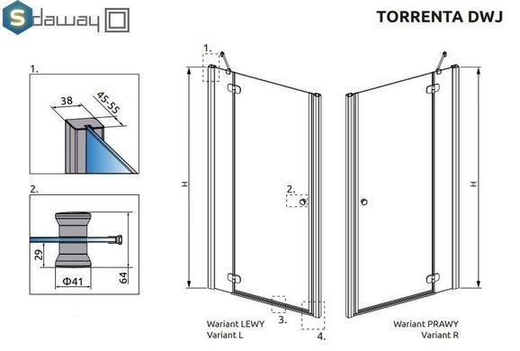 Душові двері Radaway Torrenta DWJ 80 см 32010-01-01N