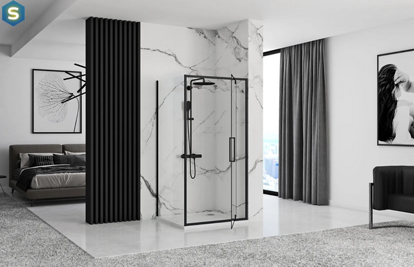 Душова кабіна Rea Rapid Swing 100x80 black REA-K6423 + REA-K6408, Черный матовый, Універсальна, прозорий, чорний матовий