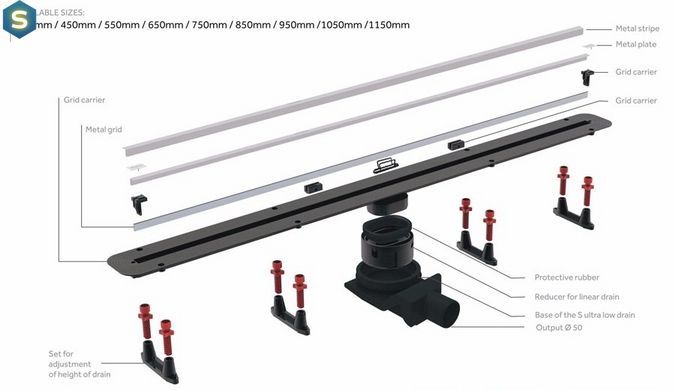 Душевой канал Pestan Slim Line 650 мм с декоративной вставкой из нержавеющей стали 13100033