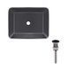 Умивальник Qtap Tern накладний прямокутний 475х370х140 мм Black matt + донний клапан PU03, Черный матовый