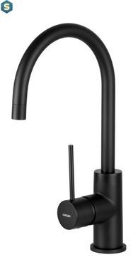 Змішувач для кухні Corsan Lugo black mat з рухомим носиком CMB7522BL, Черный матовый