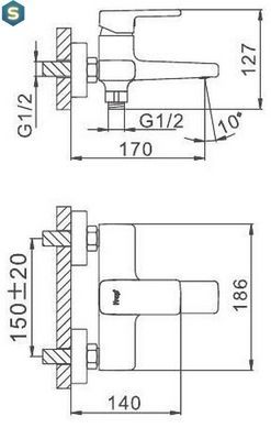 Смеситель для ванны Frap F3260, хром, Хром