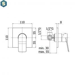 Душова система для ванни Paffoni Shower верхній душ 200x200 мм black matt KITTI010NO/M, Черный матовый