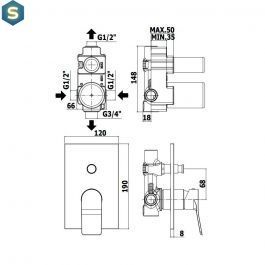 Смеситель для душа Paffoni Tilt с металической накладкой white matt TI015BO/M, Белый матовый