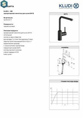 Змішувач для кухні Kludi L-ine DN 15 чорний мат 428143977