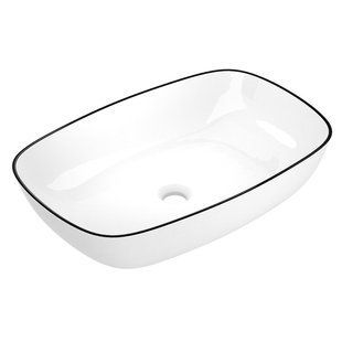 Умывальник накладной Imprese Black Edge 60x38x13,5 см белый/черный i11098, Белый