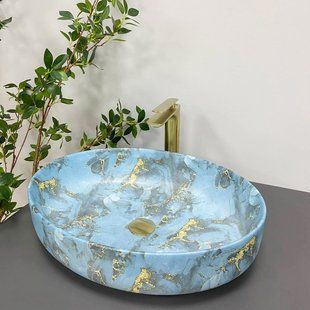 Умивальник (раковина) VBI UDINE MARBLE BLUE MATT накладний, узор