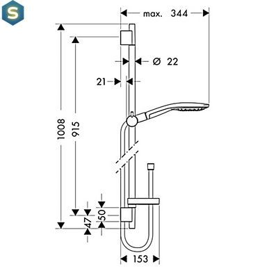 Душовий набір Hansgrohe Raindance Select S 150/90 см 3jet з мильнецею білий хром 27803400