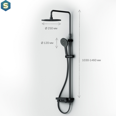 Душова система ShowerSpot Am.Pm Like black matt F0780722, Черный матовый
