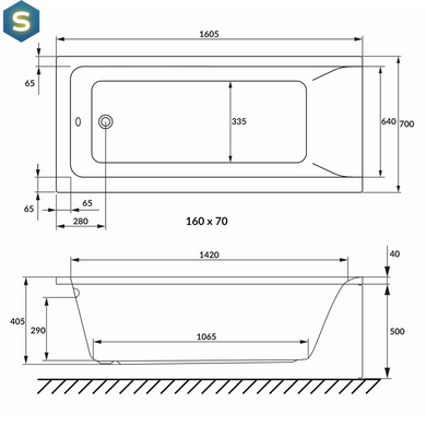 Ванна акриловая Volle Solo 160x70 1210.001670, Белый