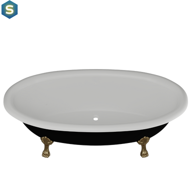 Ванна отдельностоящая матовая Amidicon Olimpia 180x90 черная из литого камня золотые ножки OLIMPIA_180_nizhk-g_BLACK_MAT, Черно-белый