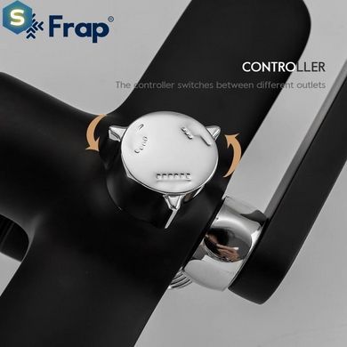 Душова система Frap F2449-6, поворотний вилив - перемикач на лійку, 3 режими, чорний/хром, Черный матовый