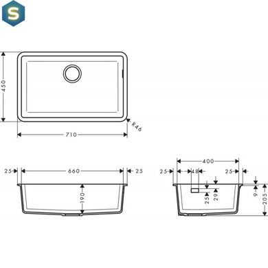 Кухонна мийка Hansgrohe S510-U660 під стільницю 710x450 Stonegrey 43432290
