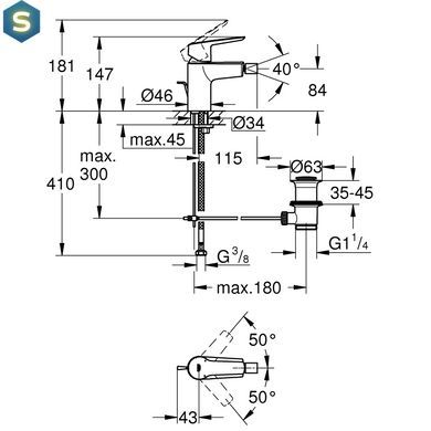 Смеситель для биде Grohe QuickFix Start 32560002, Хром