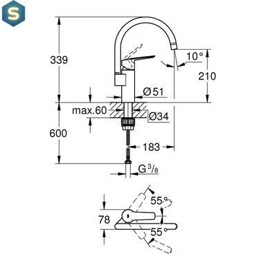 Смеситель для кухни Grohe QuickFix Start 304692430, Черный матовый