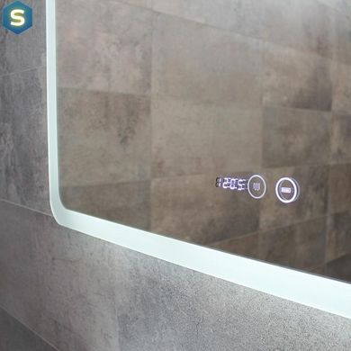 Зеркало Dusel DE-M3011 70x90 см Сенсорное включение+подогрев+часы/темп, Белый